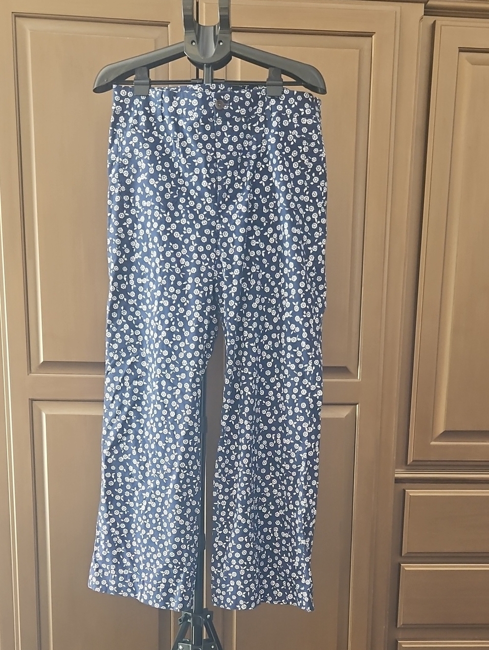 J. Crew Navy Floral Wide-Leg Pants